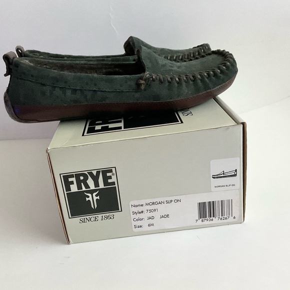 Frye Morgan Suede Leather Shearling Line Slip On Loafer Shoes - Picture 11 of 12